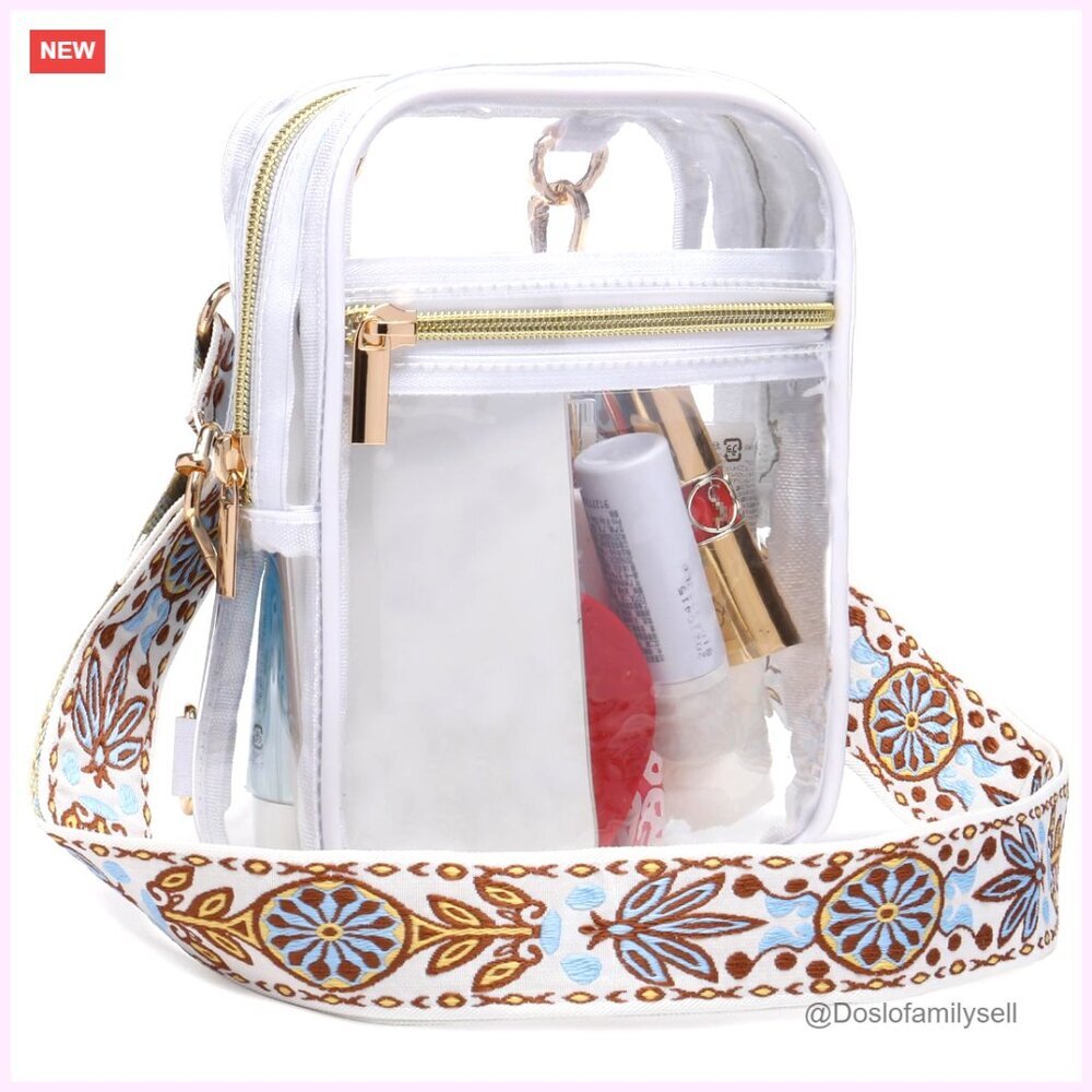 Clear Crossbody Bag Stadium Approved 5.9x7.8in Waterproof PVC Adjustable Strap